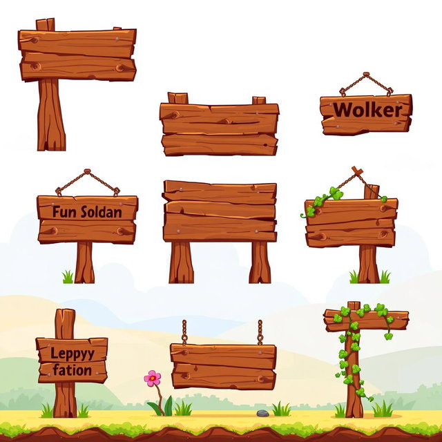 Craft Your Adventure: Pixel Art Wooden Sign Spritesheet