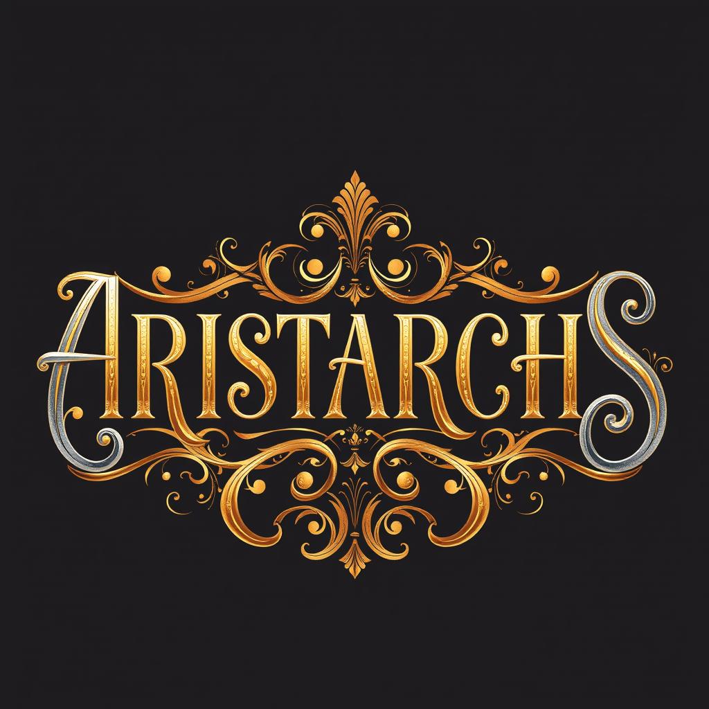 Typography design for the text 'ARISTARCHS', featuring an intricate and elegant style that conveys high status and excellence