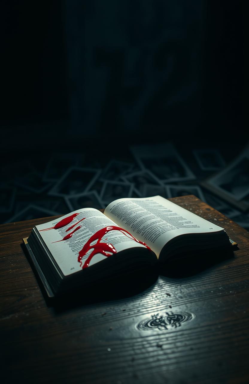 A dark classroom setting with a vintage wooden desk in the foreground