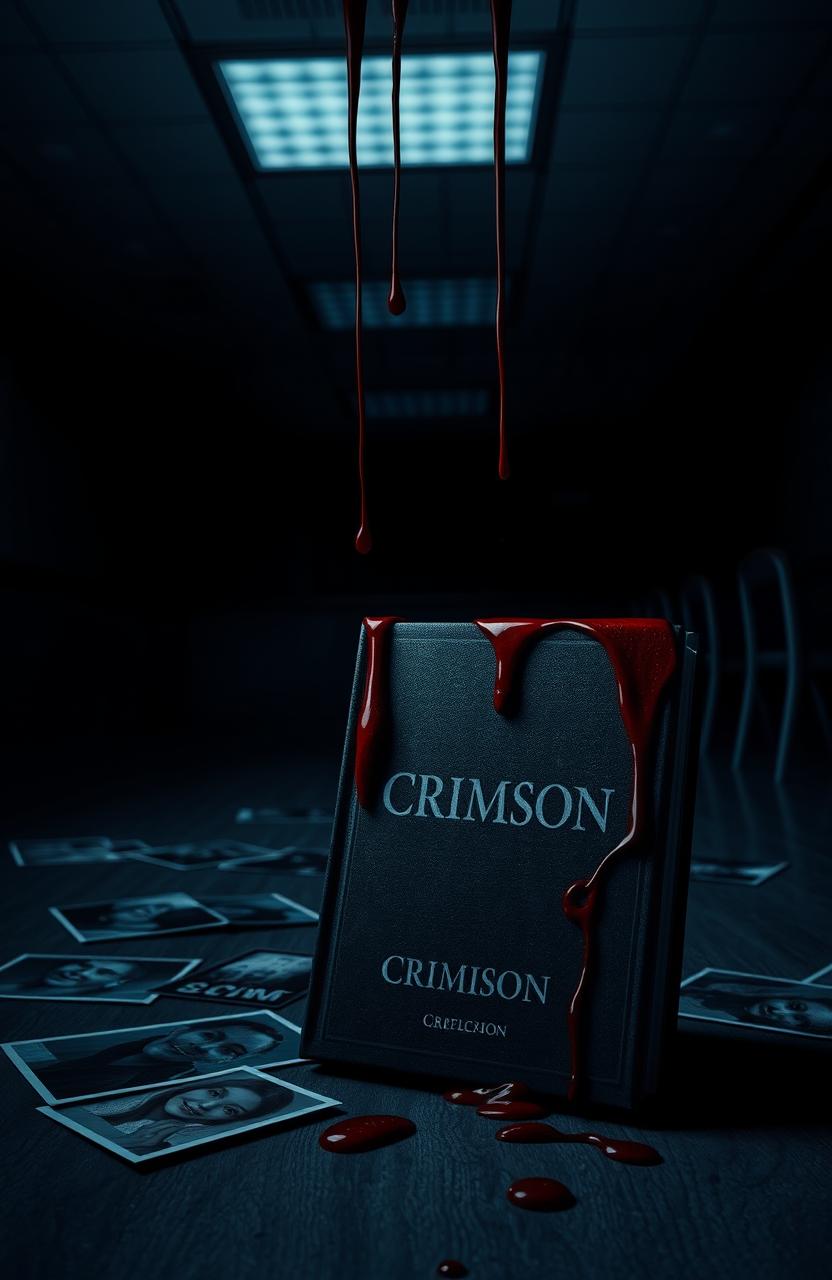 A dark, eerie classroom with dim lighting, shadows creeping across the floor