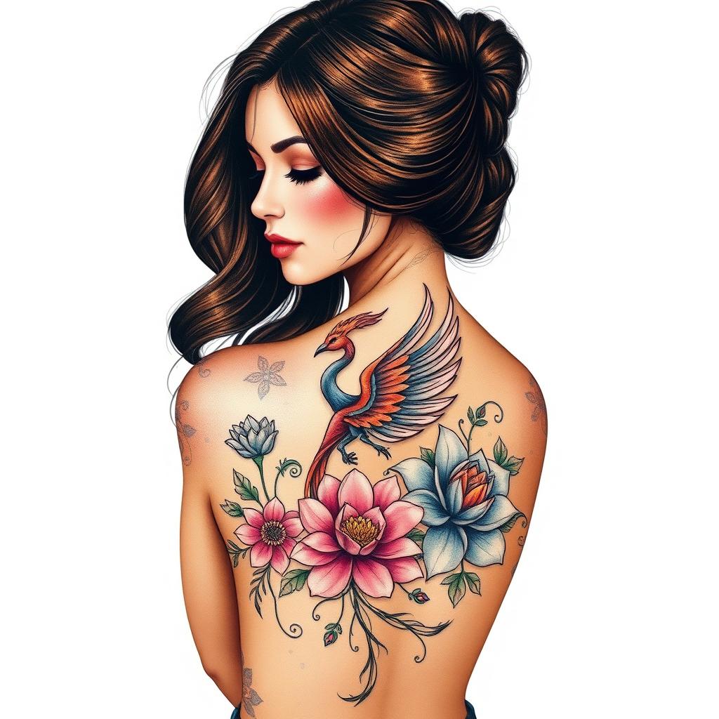 A tattoo design inspired by a strong, beautiful, and unique brunette woman