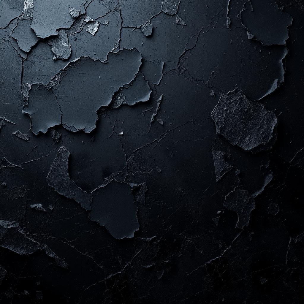 A visually rich and intricate abstract design incorporating dark textures, featuring deep blacks, and subtle hints of metallic gray and silver