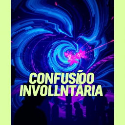 A captivating music album cover for the title "Confusão Involuntária" featuring a surreal and abstract design