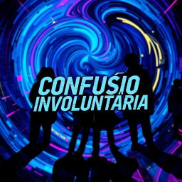 A captivating music album cover for the title "Confusão Involuntária" featuring a surreal and abstract design