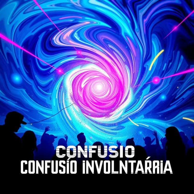 A captivating music album cover for the title "Confusão Involuntária" featuring a surreal and abstract design