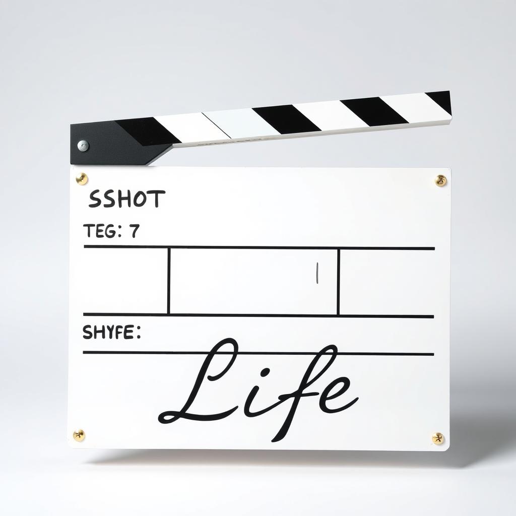 A white clapperboard featuring bold black lines, showcasing 'Shot 27' labeled in the top section and 'Scene 1' in the middle
