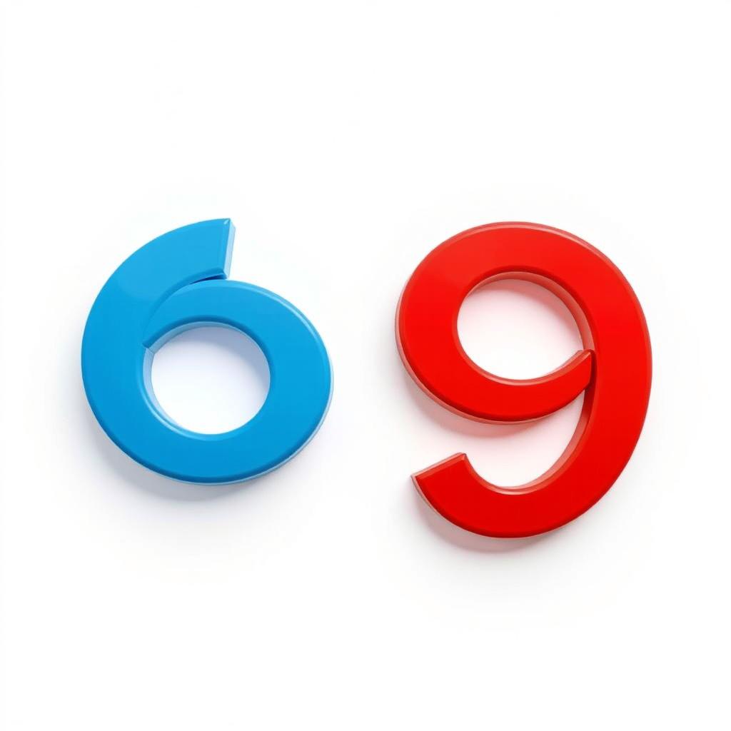 An artistic representation of the numbers 6 and 9, clearly differentiated and without any ambiguity