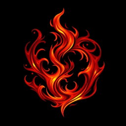 A mystical dark fire logo, featuring intricate and swirling flames in shades of deep red and orange, with glowing embers and a sense of movement, set against a solid black background