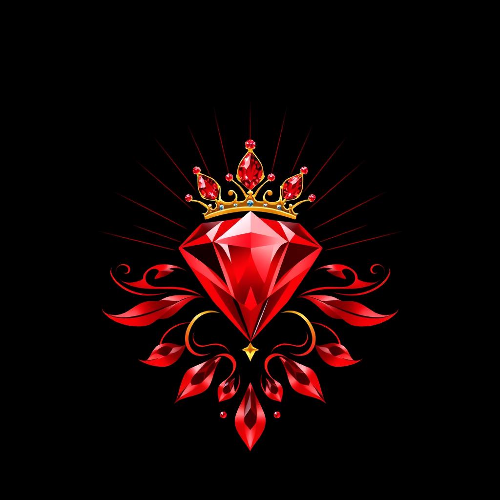 A mystical jewelry logo showcasing a stunning and intricately designed red gemstone, radiating elegance and allure