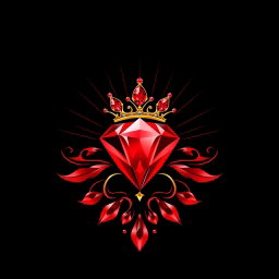 A mystical jewelry logo showcasing a stunning and intricately designed red gemstone, radiating elegance and allure