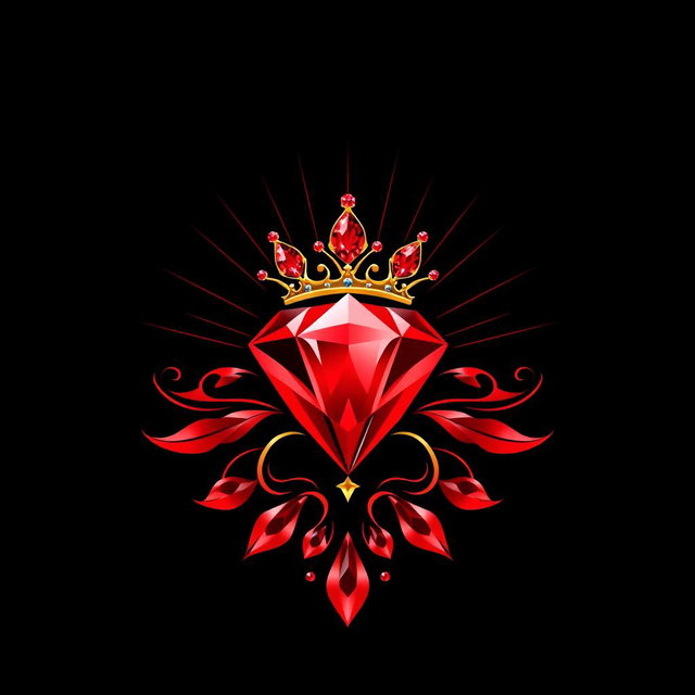 A mystical jewelry logo showcasing a stunning and intricately designed red gemstone, radiating elegance and allure