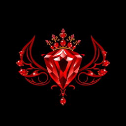A mystical jewelry logo showcasing a stunning and intricately designed red gemstone, radiating elegance and allure