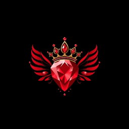 A mystical jewelry logo showcasing a stunning and intricately designed red gemstone, radiating elegance and allure