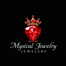 A mystical jewelry logo showcasing a stunning and intricately designed red gemstone, radiating elegance and allure