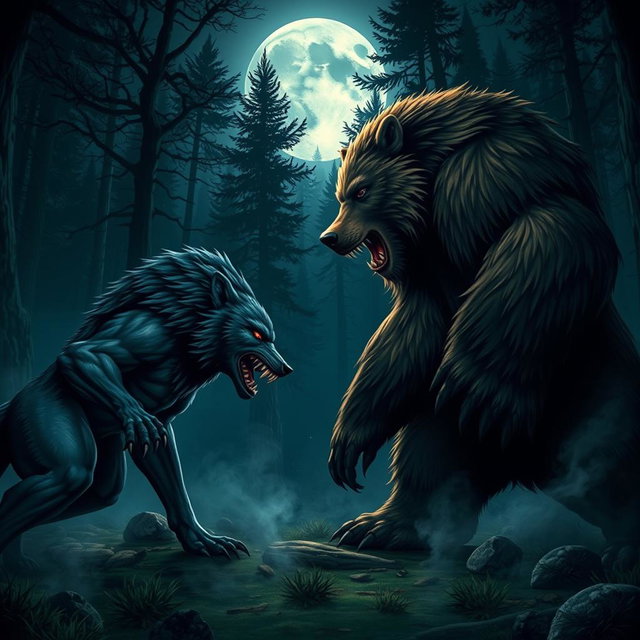 Epic Battle: Werewolves vs. Werebears in an Enchanted Forest
