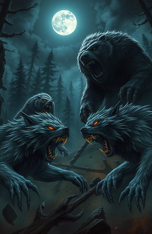 Epic Clash: Werewolves vs. Werebears in a Mystical Forest