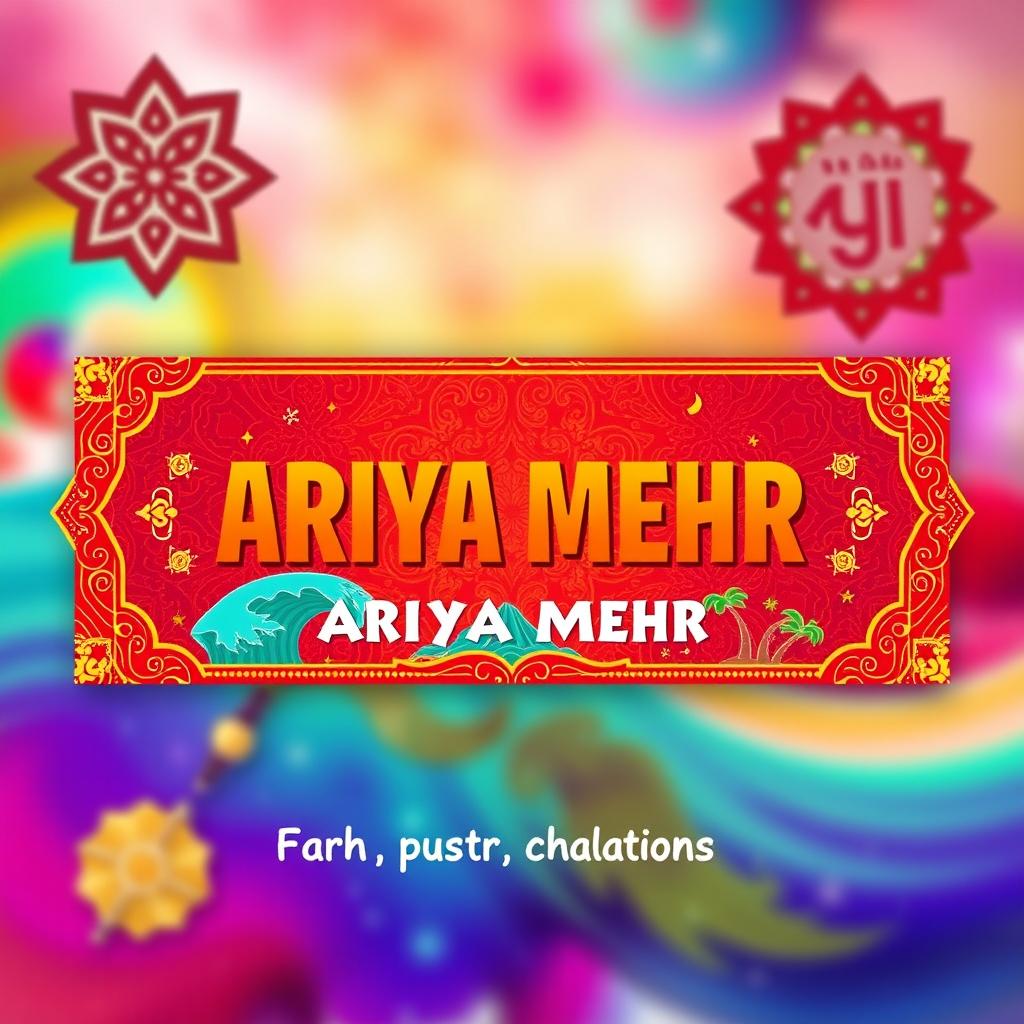 A vibrant and eye-catching YouTube banner for a channel named "ARIYA MEHR"