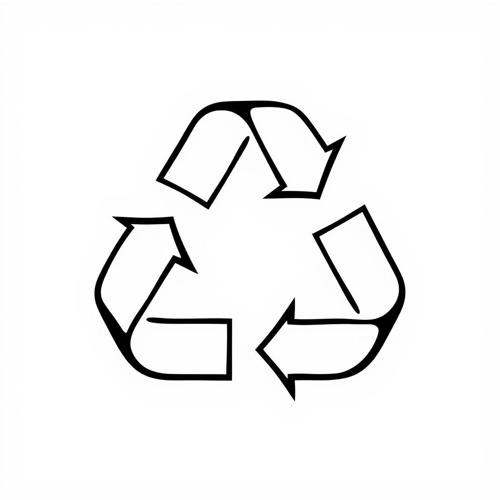 A simple and minimalist icon representing recycling, illustrated in solid black on a white background