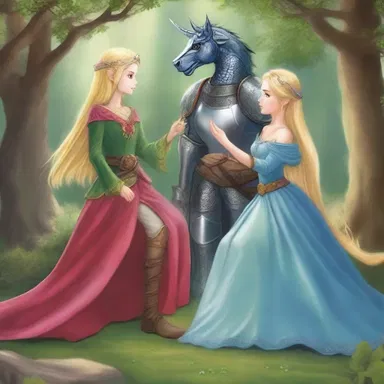 In the magical world of elves and dragons, the amorousness between the princess and the brave knight was evident to all.