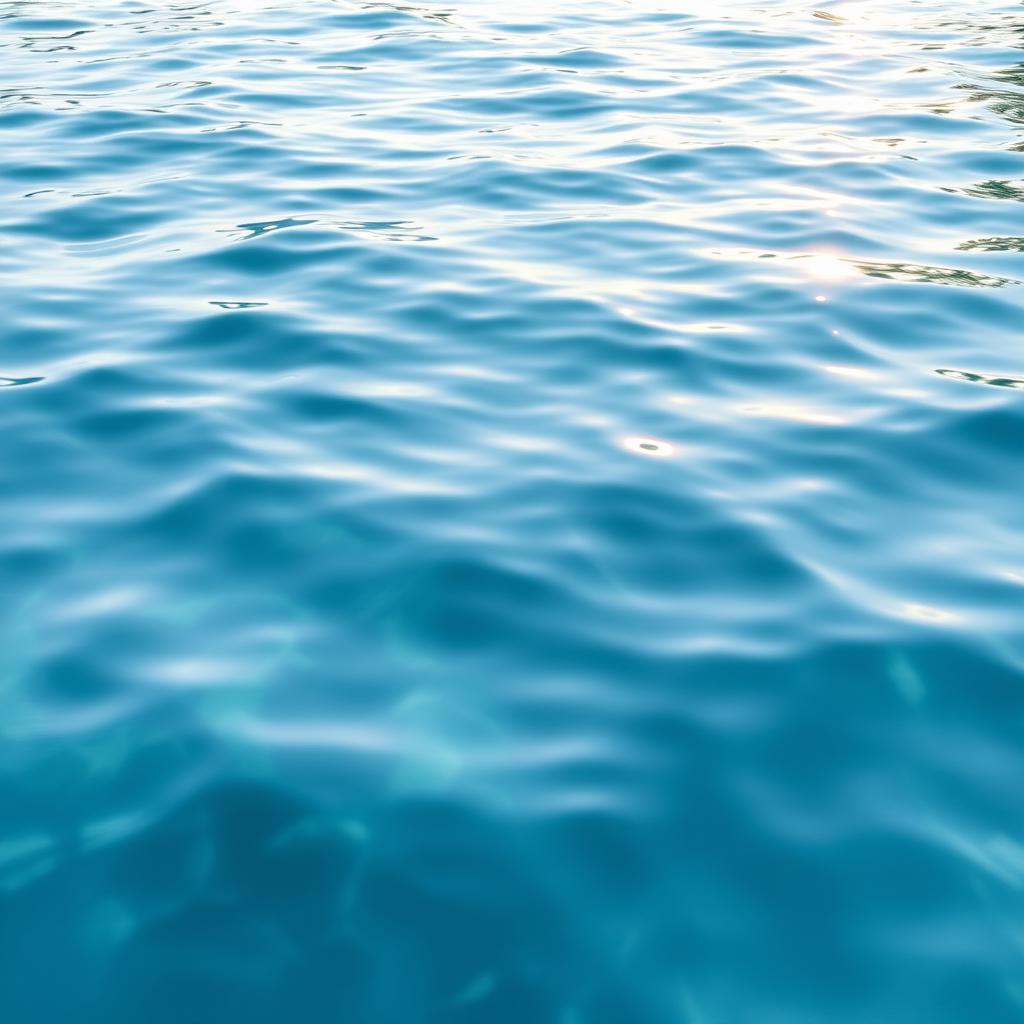 A serene and beautiful water effect as the background, featuring gentle ripples and reflections, with soft sunlight glimmering on the surface