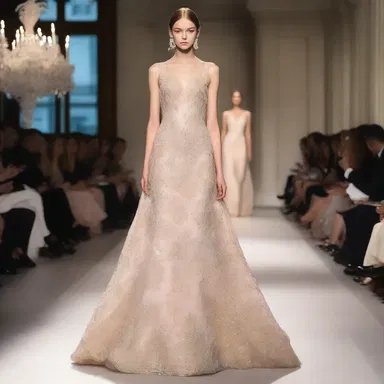 The elegant evening gown was carefully crafted with intricate lace and shimmering sequins, exuding a sense of amorousness.