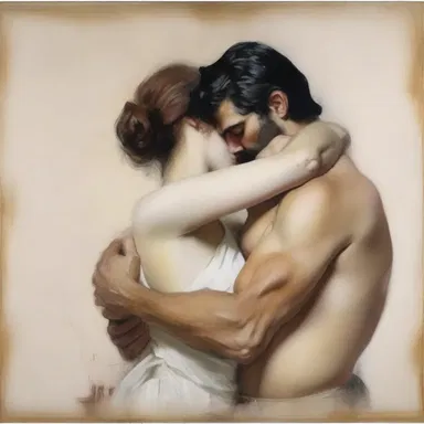 The painting depicted a passionate embrace, capturing the essence of amorousness in a single brushstroke.