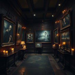 A haunting gallery showcasing the scariest paintings in the world, featuring eerie landscapes, unsettling portraits, and surreal designs