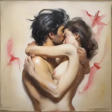 The painting depicted a passionate embrace, capturing the essence of amorousness in a single brushstroke.