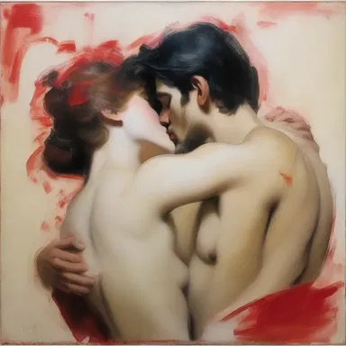The painting depicted a passionate embrace, capturing the essence of amorousness in a single brushstroke.