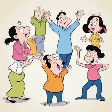 The cartoon characters' exaggerated gestures and blushes conveyed a comical amorousness, creating humorous scenes for the audience.