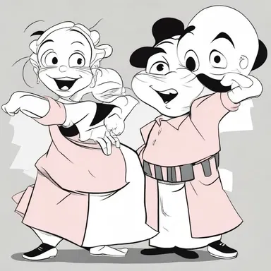 The cartoon characters' exaggerated gestures and blushes conveyed a comical amorousness, creating humorous scenes for the audience.
