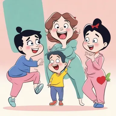 The cartoon characters' exaggerated gestures and blushes conveyed a comical amorousness, creating humorous scenes for the audience.