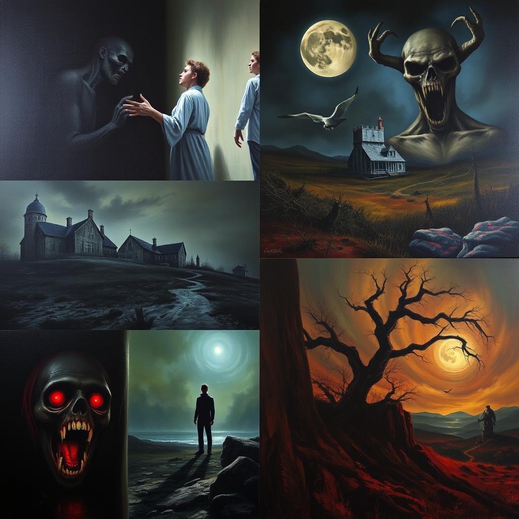 A gallery featuring a collection of the scariest paintings inspired by classic horror movies