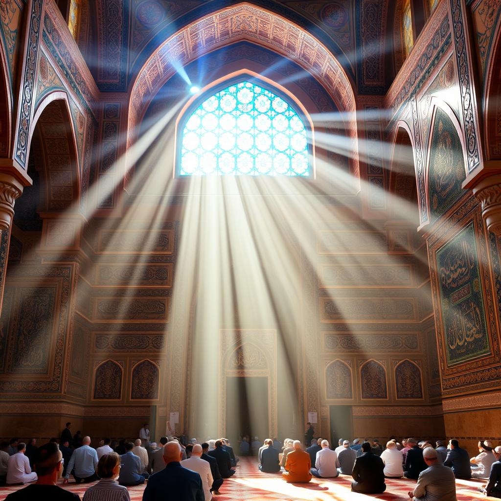 An interior view of the historic Jameh Mosque of Yazd, showcasing its stunning architecture