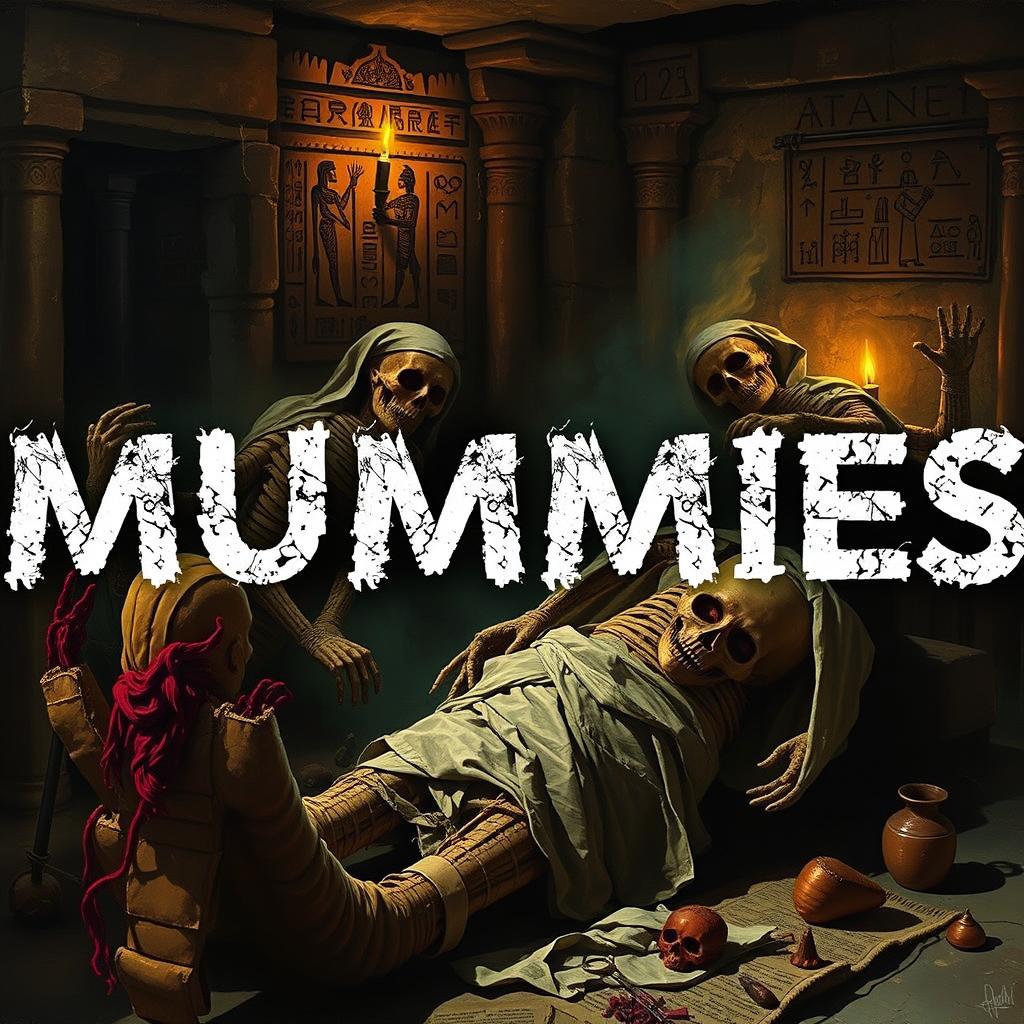 A gallery showcasing the scariest images and paintings of mummies, featuring a range of ancient Egyptian mummies depicted in eerie, haunting settings