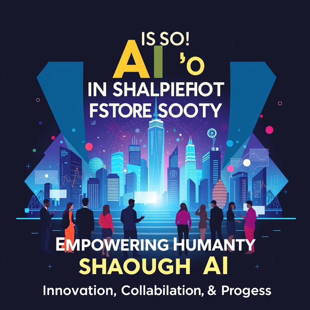 A visually striking poster emphasizing the theme "AI's Role in Shaping Future Society