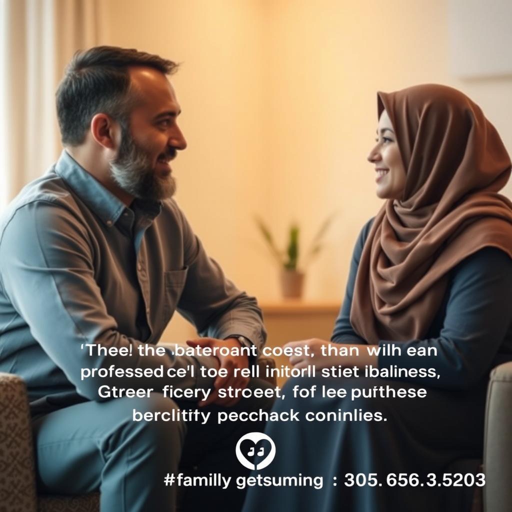 A 30-second promotional clip for a family consultant featuring a caring and empathetic male consultant in a warm, inviting environment