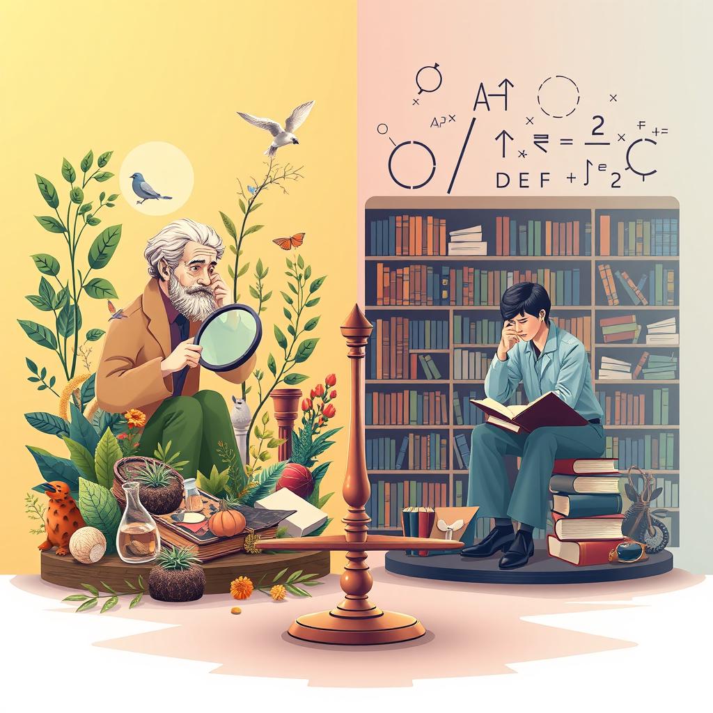 A conceptual illustration representing the philosophical debate of empiricism versus rationalism