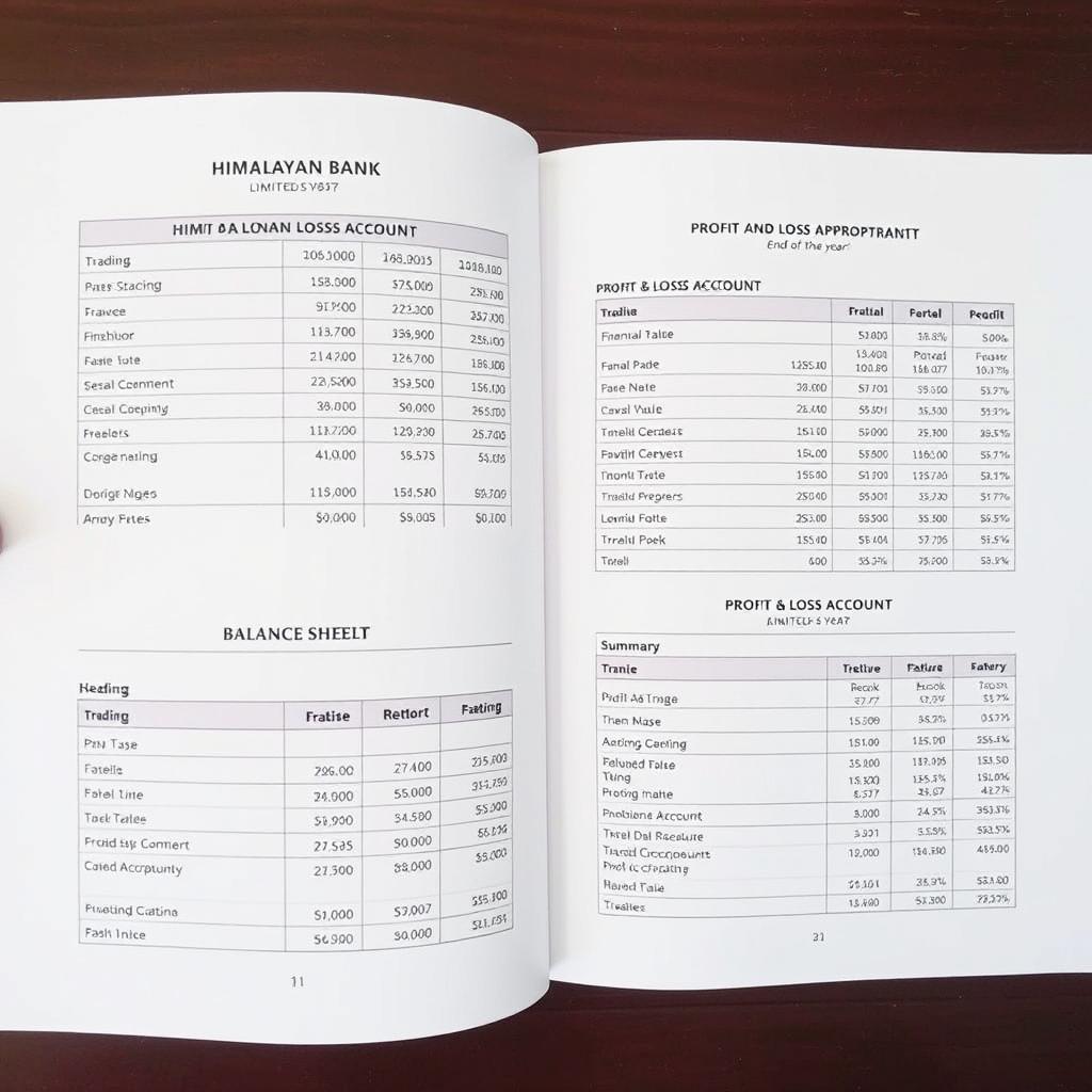 A detailed financial report showcasing the trading, profit and loss account, profit and loss appropriation, and balance sheet of Himalayan Bank Limited at the end of the year