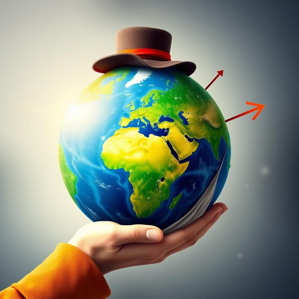 A round planet Earth, with vibrant blue oceans and green continents, depicted in great detail