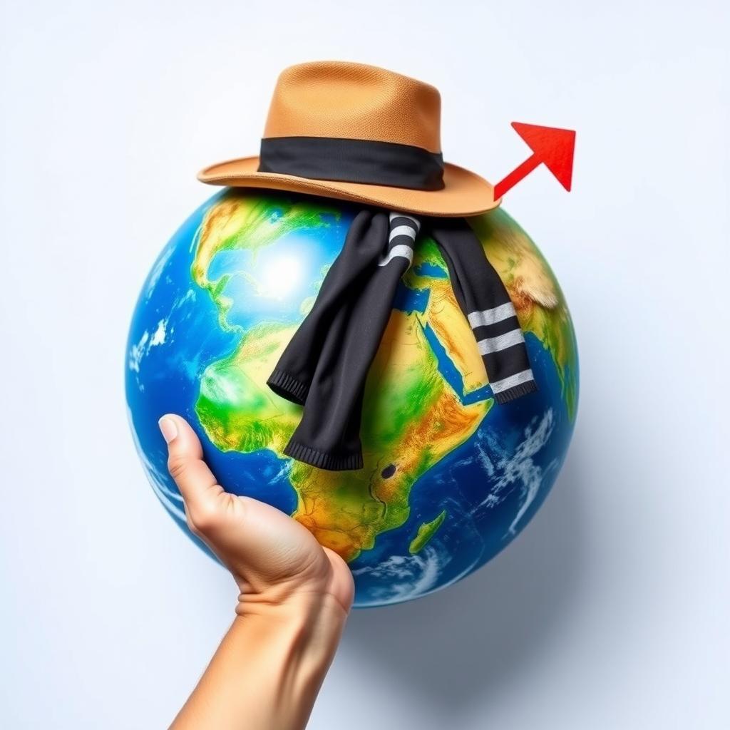A round representation of planet Earth with a stylish arrow pointing to the right