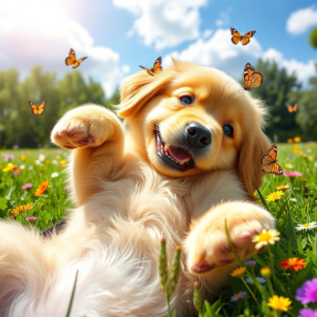 Sunny Days with a Playful Golden Retriever Puppy
