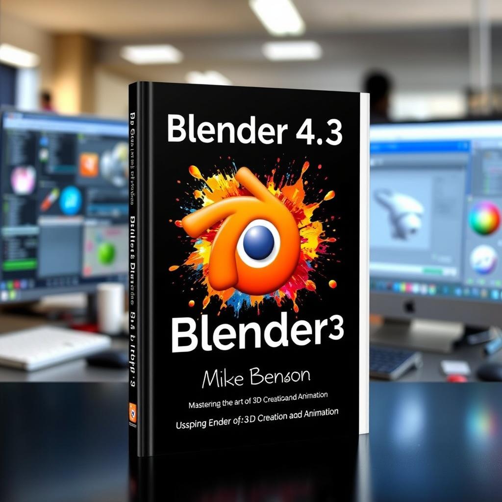 A sleek and professional book cover for "Blender 4