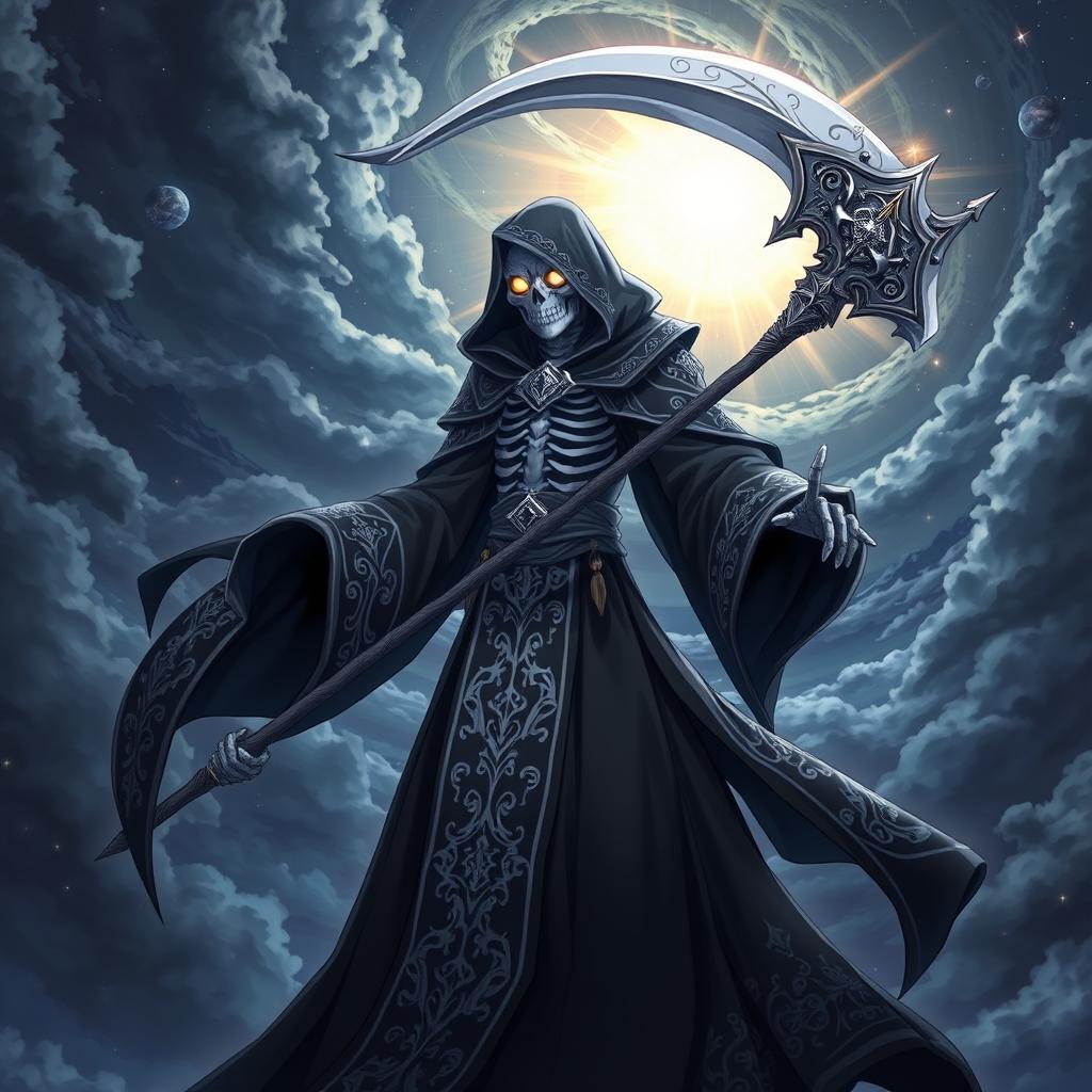 An anime-inspired character design of a mysterious God of Death
