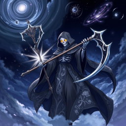 An anime-inspired character design of a mysterious God of Death