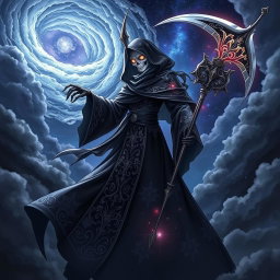 An anime-inspired character design of a mysterious God of Death