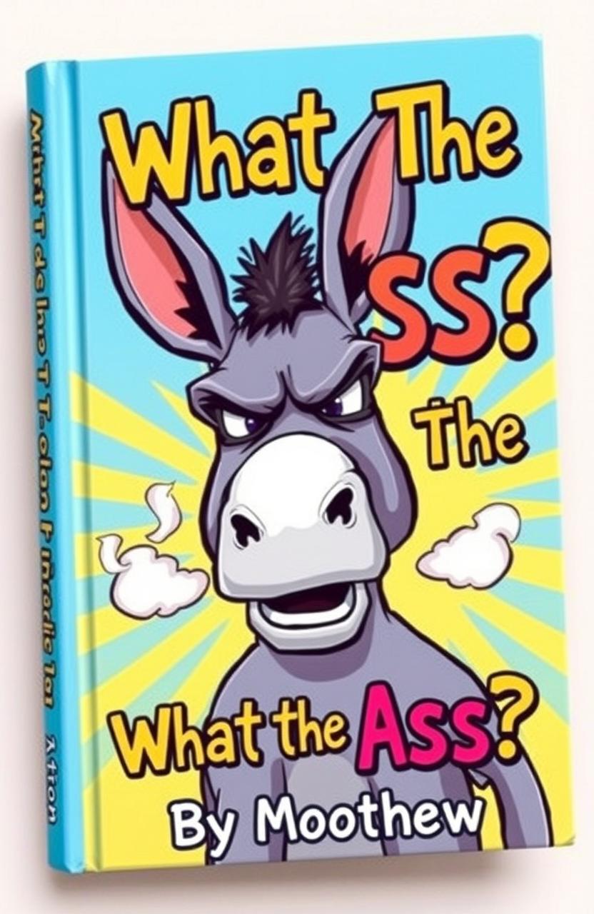 A whimsical and humorous book cover featuring an angry donkey with steam visibly billowing out of its ears