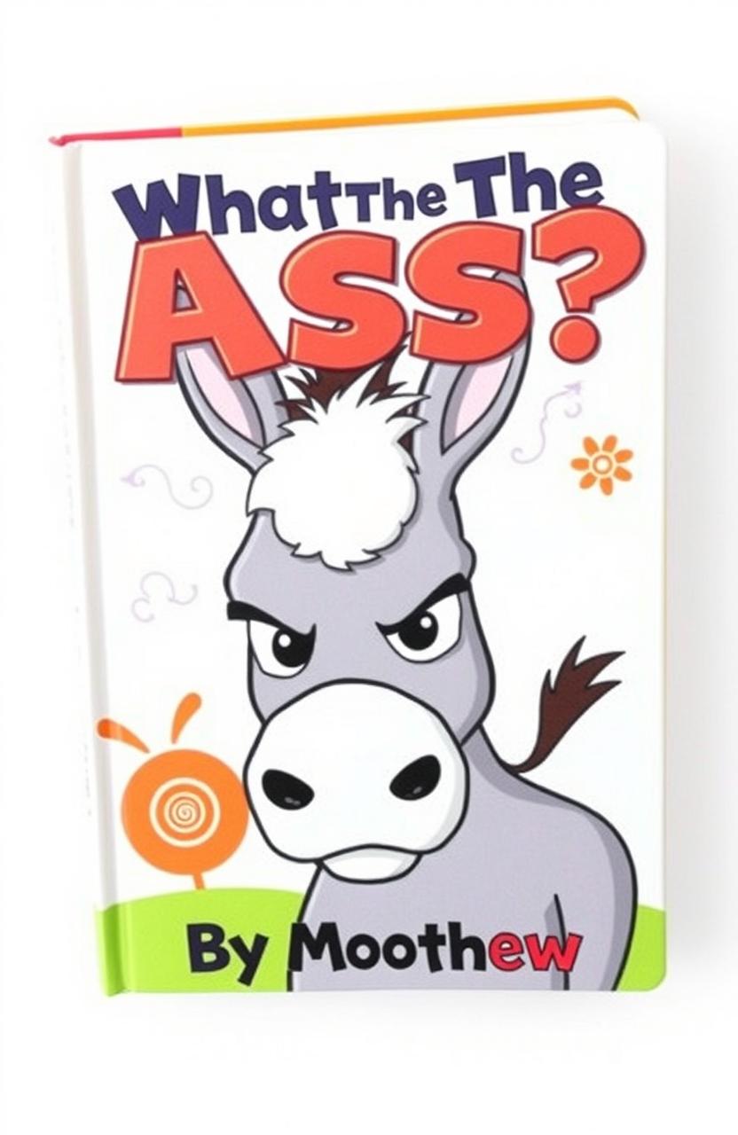 A colorful, playful book cover featuring an angry donkey with steam billowing out of its ears, showcasing its frustration