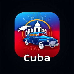 A modern and sleek logo design for a cryptocurrency application themed around Cuba