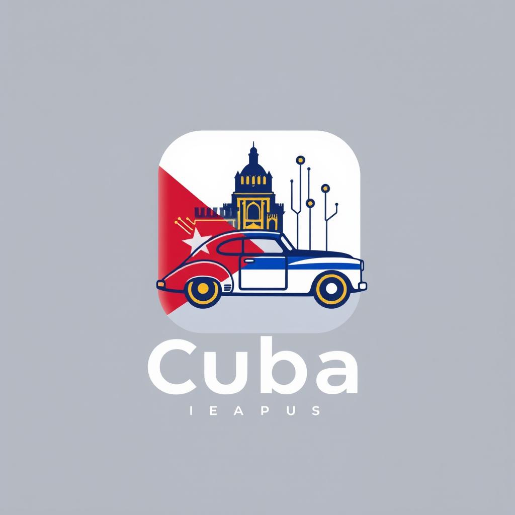 A modern and sleek logo design for a cryptocurrency application themed around Cuba